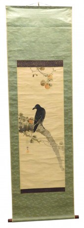 ASIAN: SCROLL, INK ON FABRIC,