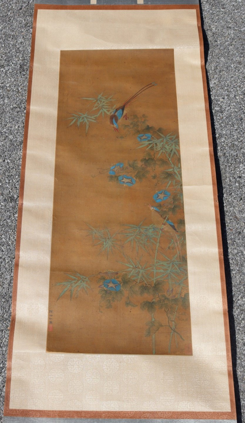ASIAN SCROLL PAINTING OF KINGFISHER
