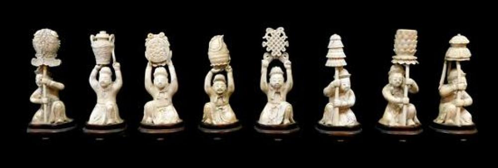 ASIAN: SET OF EIGHT CARVED IVORY