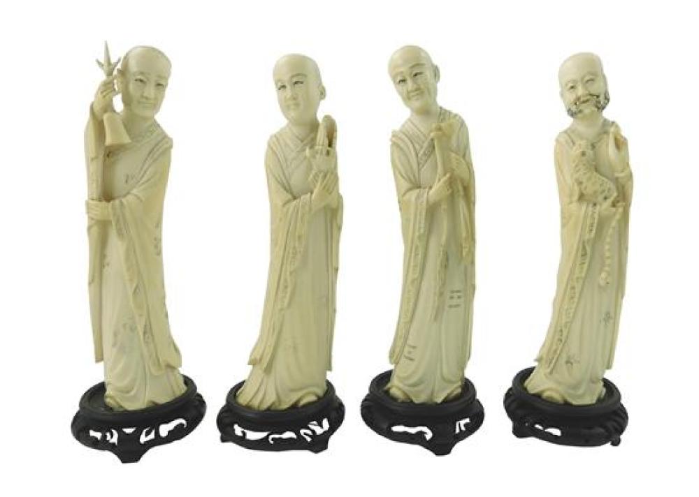 ASIAN: SET OF FOUR CARVED IVORY