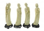 ASIAN: SET OF FOUR CARVED IVOR