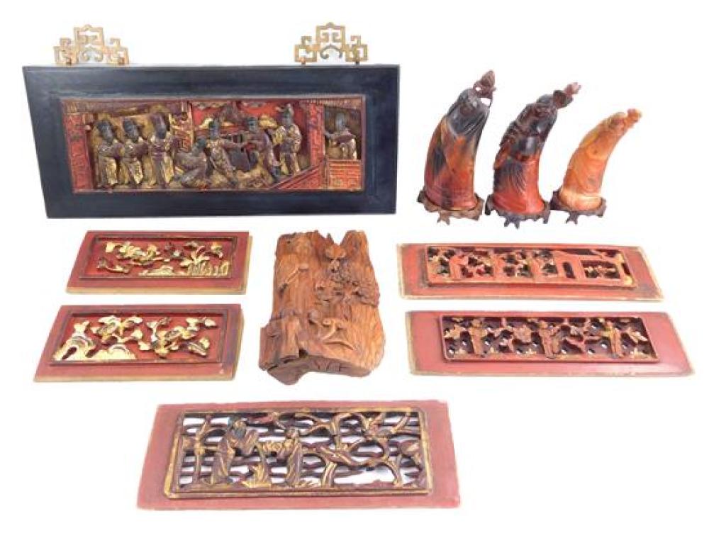 ASIAN: SEVEN ASIAN WOOD CARVED