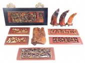 ASIAN: SEVEN ASIAN WOOD CARVED