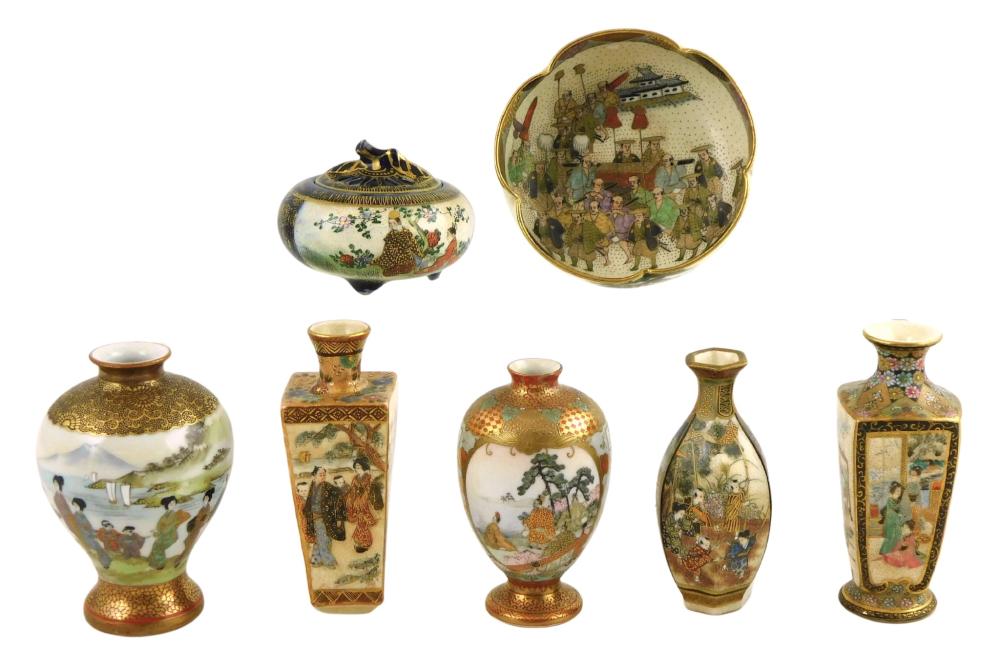 ASIAN: SEVEN SATSUMA MINIATURE