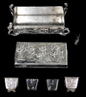 +ASIAN: SILVER BOX AND PAIR OF