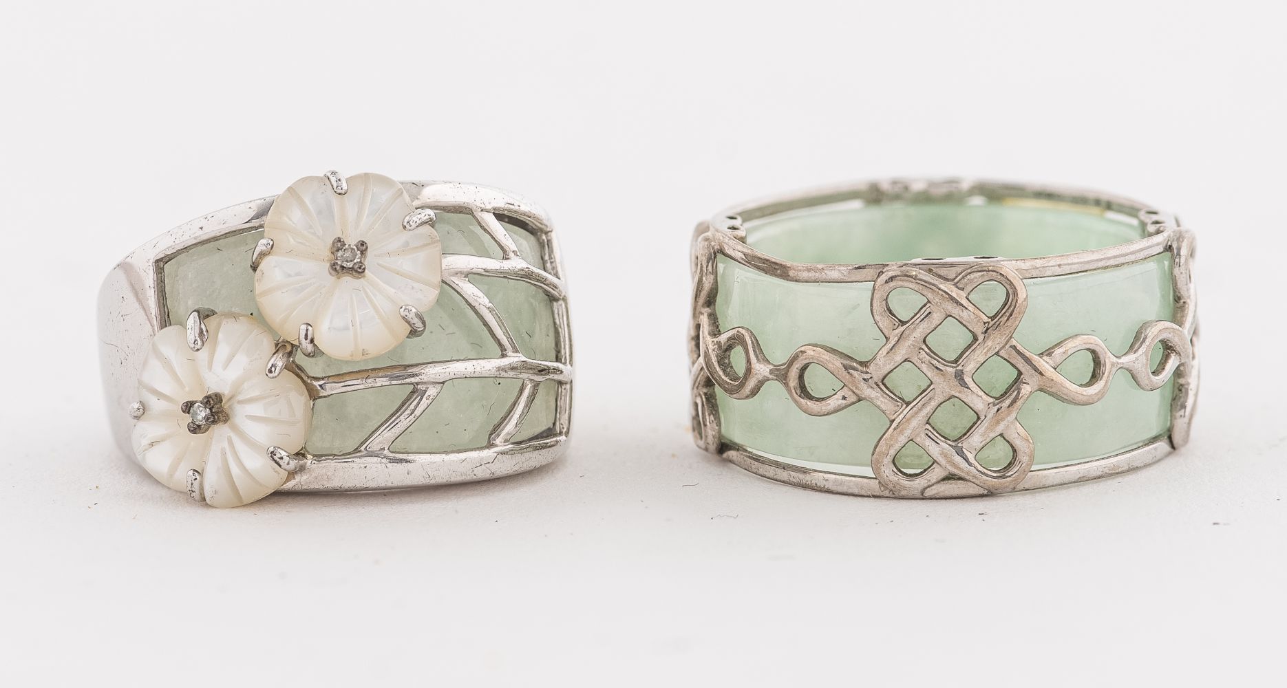 ASIAN SILVER & JADE & MOP & DIAMOND