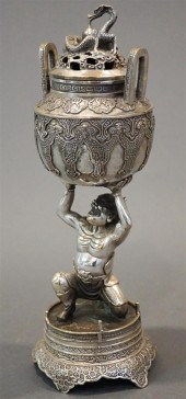 ASIAN SILVER METAL CENSERAsian