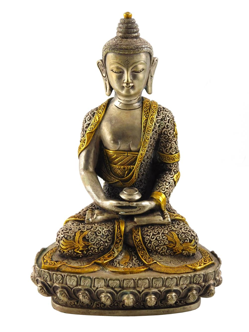 ASIAN: SILVERED AND GILT METAL