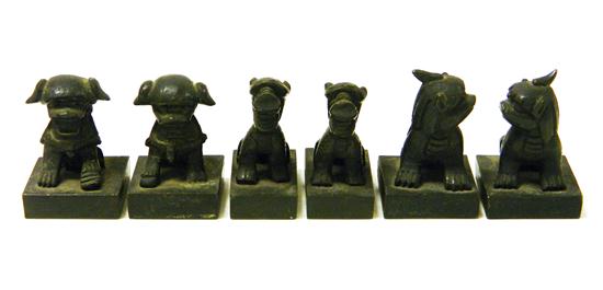 ASIAN: six bronze figural chops