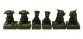 ASIAN: six bronze figural chop