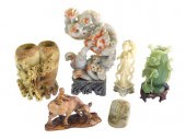 ASIAN: SIX CARVED HARDSTONE SC