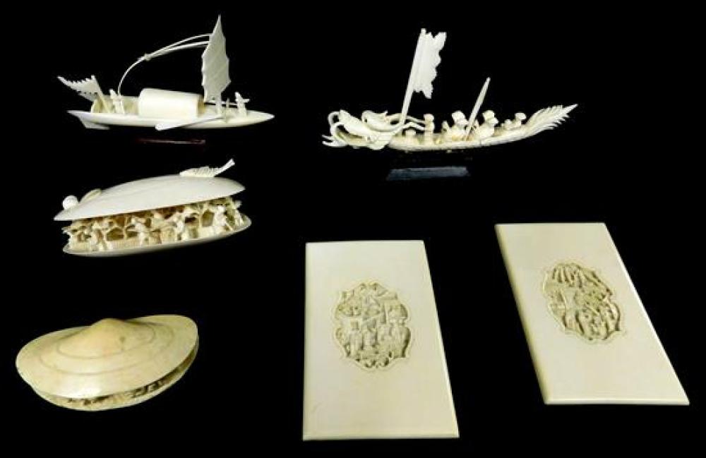 ASIAN: SIX CARVED IVORY-TYPE