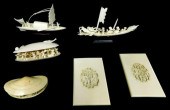 ASIAN: SIX CARVED IVORY-TYPE P