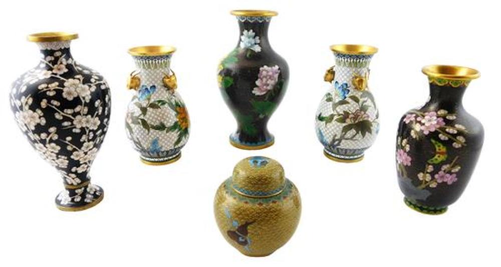ASIAN: SIX PIECES OF CLOISONNé,