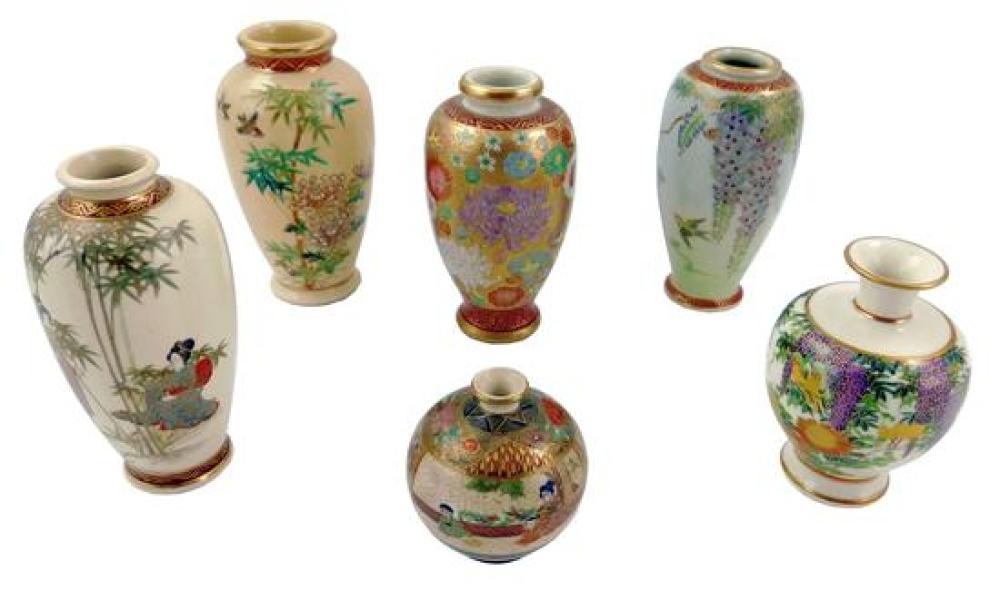 ASIAN: SIX SATSUMA VASES, JAPANESE,