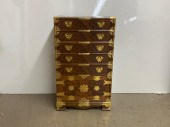 ASIAN STYLE BRASS MOUNTED BURL
