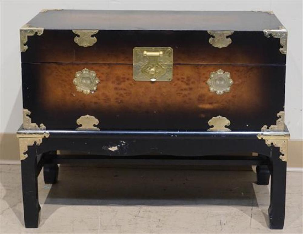 ASIAN STYLE BRASS MOUNTED FRUITWOOD