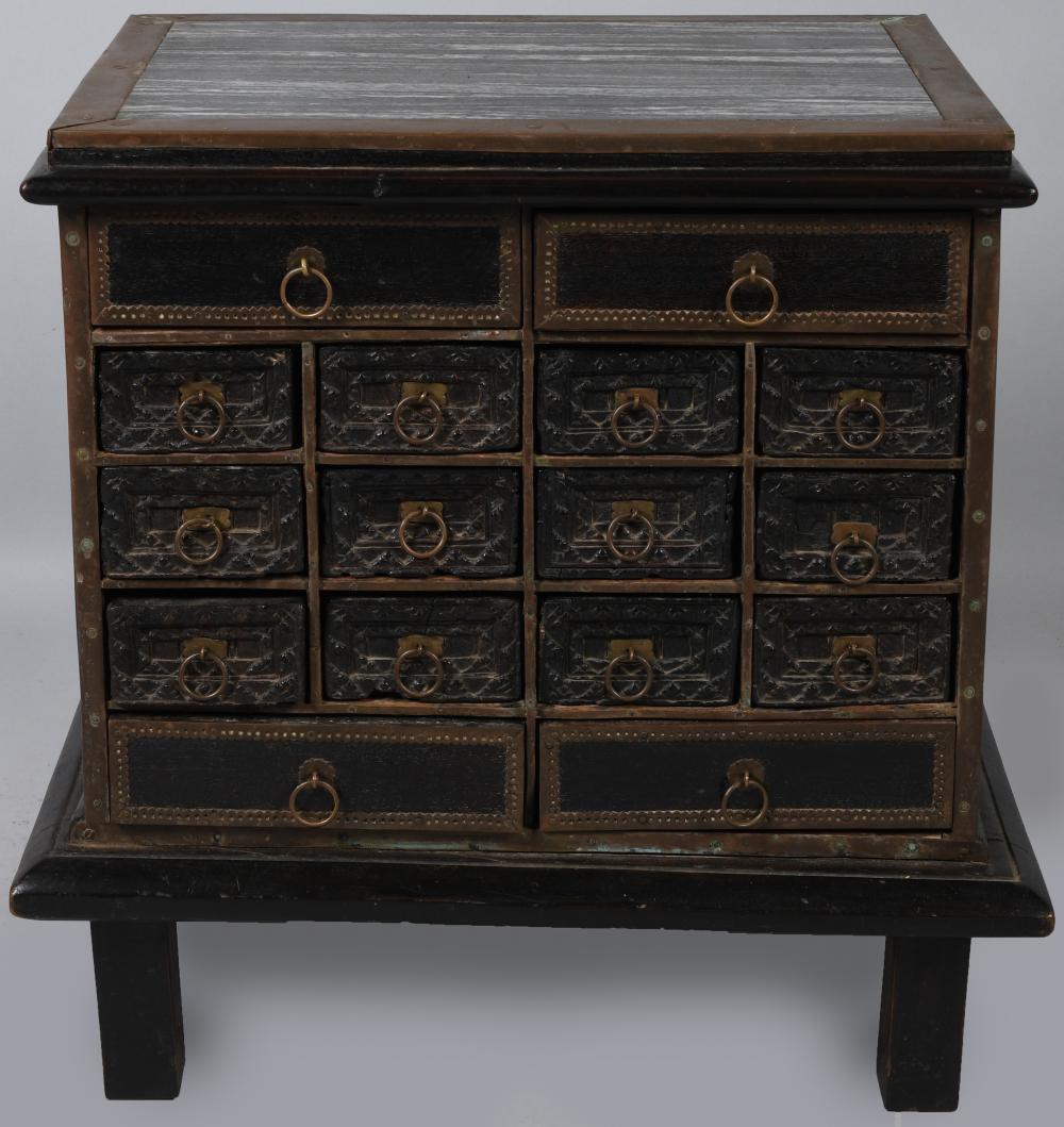 ASIAN STYLE BRASS MOUNTED
