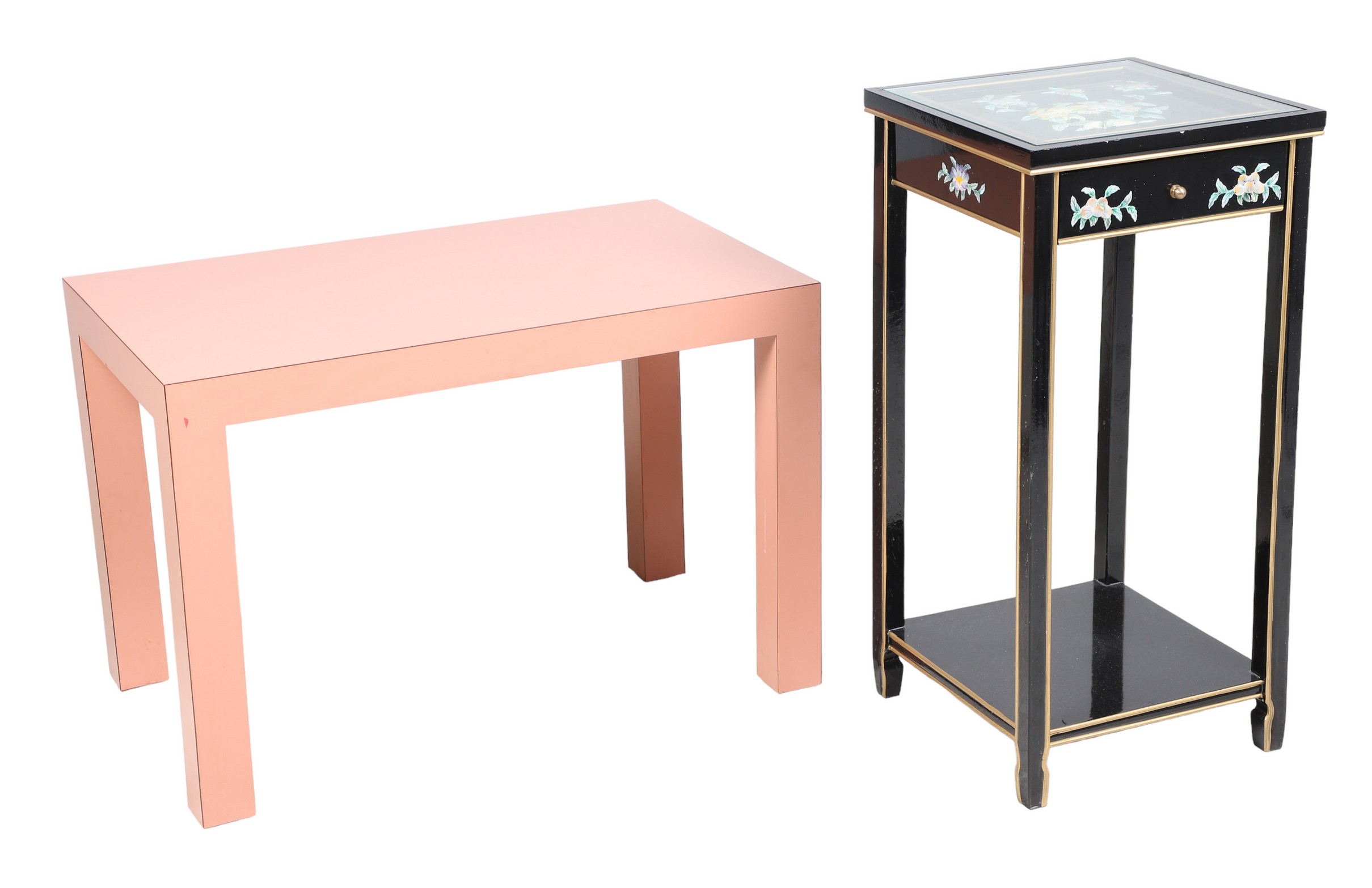 Asian style ebonized glass top