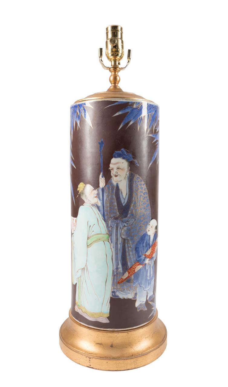 ASIAN STYLE FIGURAL VASE MOUNTED AS