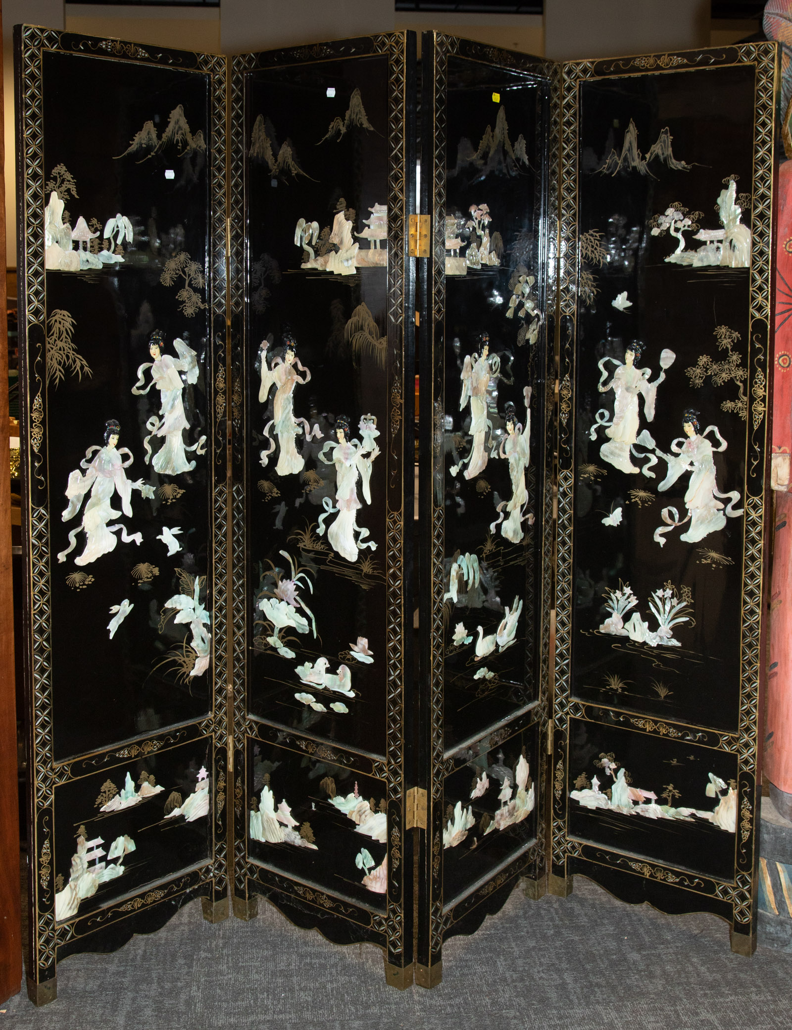 ASIAN STYLE FOUR PANEL SCREEN