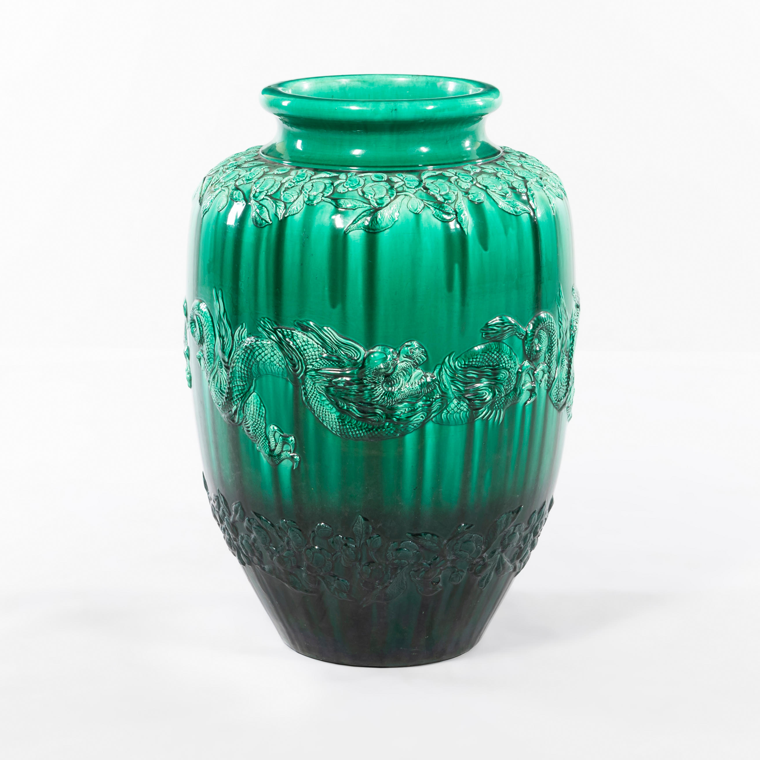 ASIAN-STYLE LARGE GREEN-GLAZED VASE