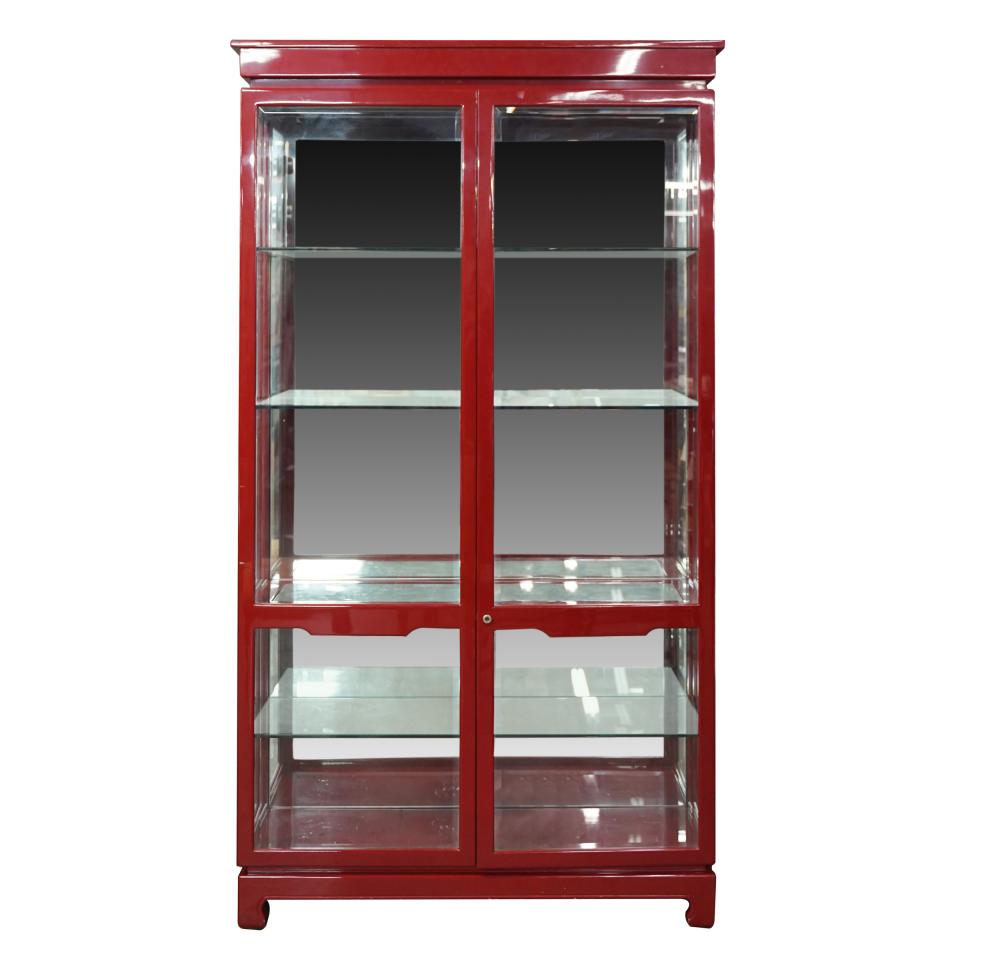 ASIAN-STYLE RED-LACQUERED DISPLAY