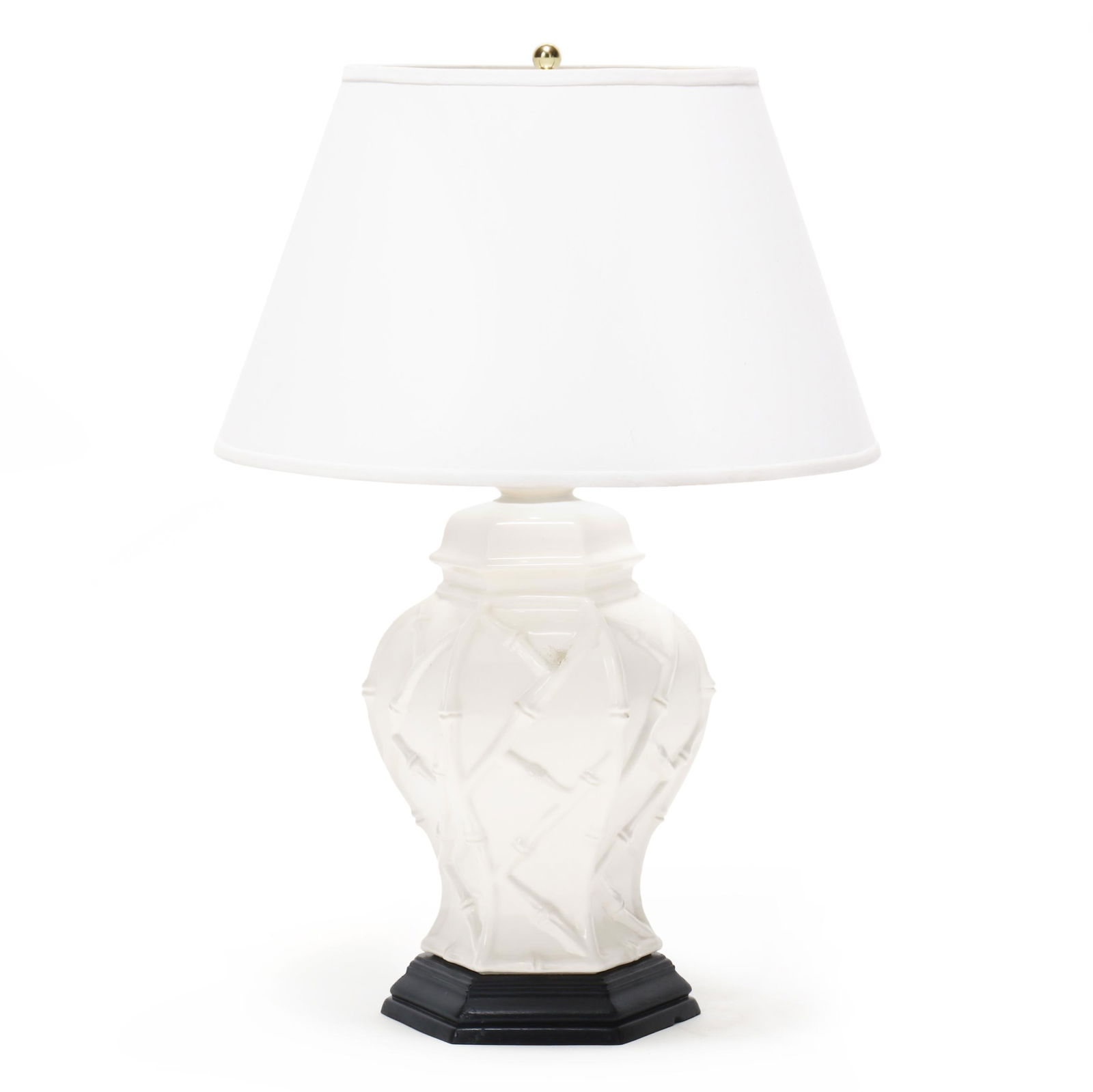 ASIAN STYLE WHITE GLAZED BAMBOO URN