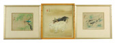 ASIAN: THREE ASIAN WATERCOLORS