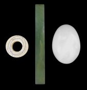 ASIAN: THREE CARVED STONE AND