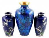 ASIAN: THREE CLOISONNE VASES: