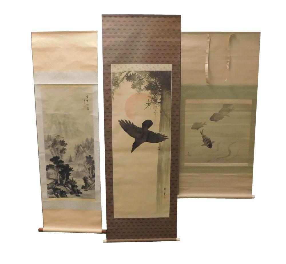 ASIAN: THREE HANGING SCROLLS, ONE