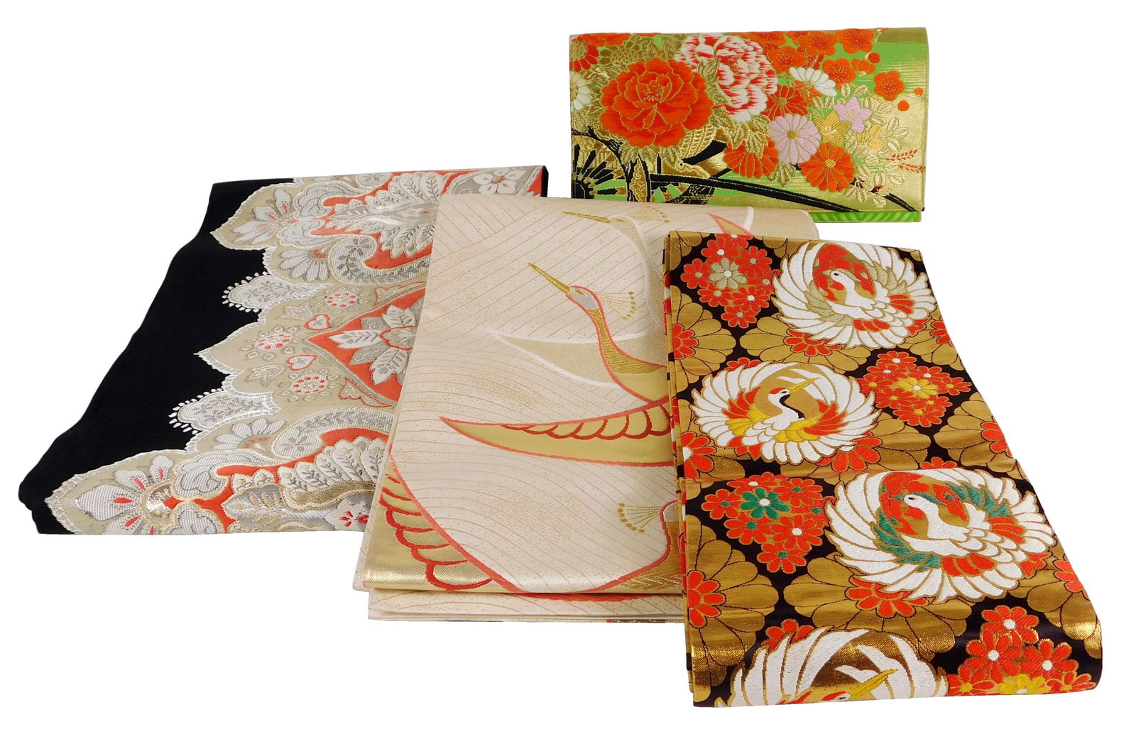 ASIAN: THREE JAPANESE OBI AND OTHER