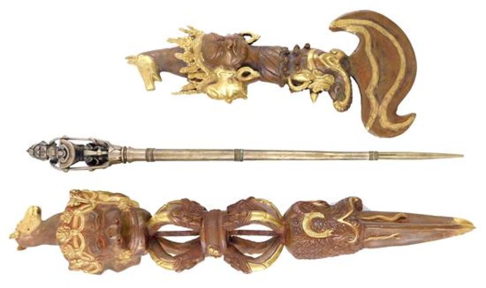 ASIAN: THREE RITUAL OBJECTS, 20TH