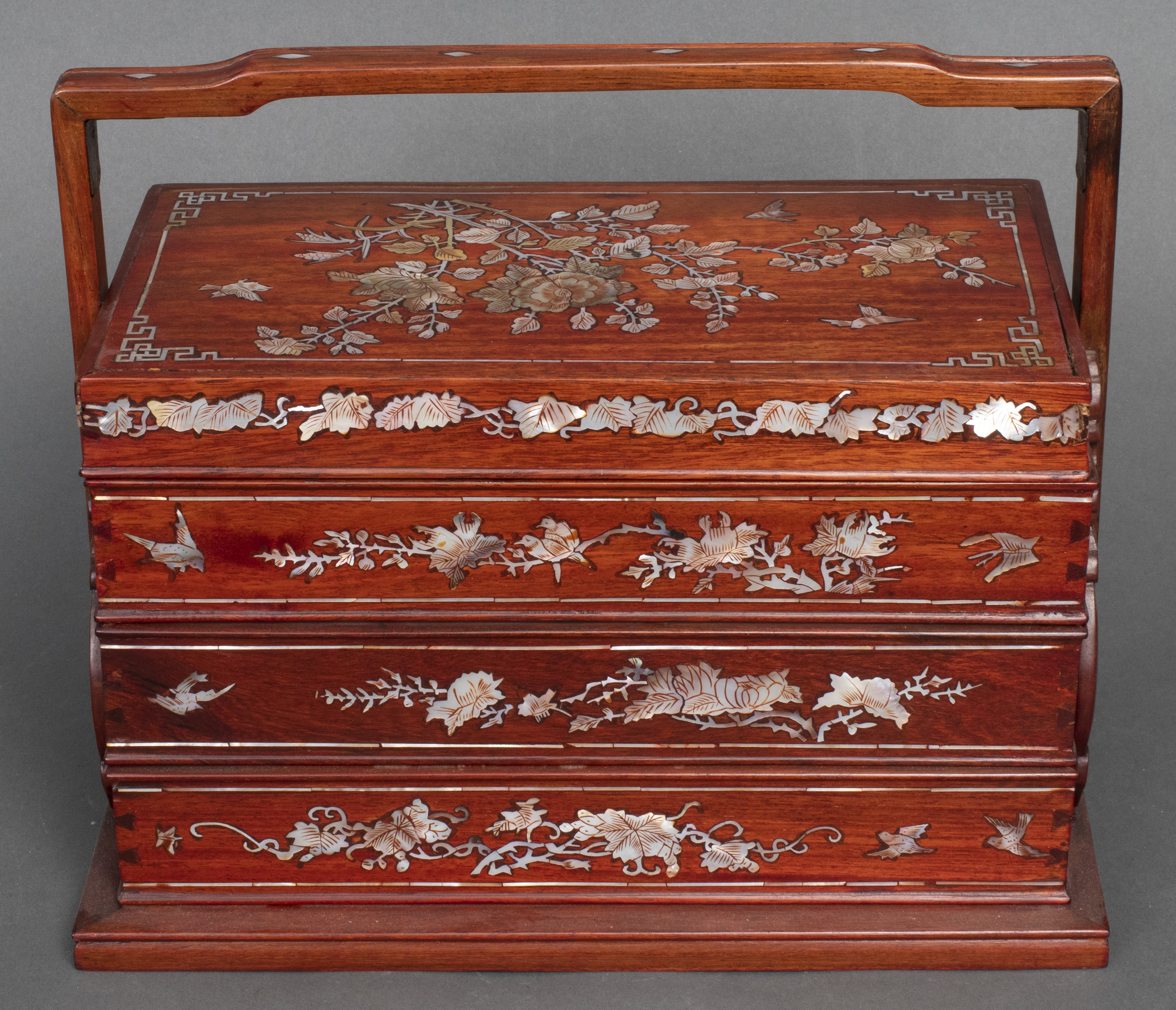 ASIAN THREE TIER INLAID HARDWOOD