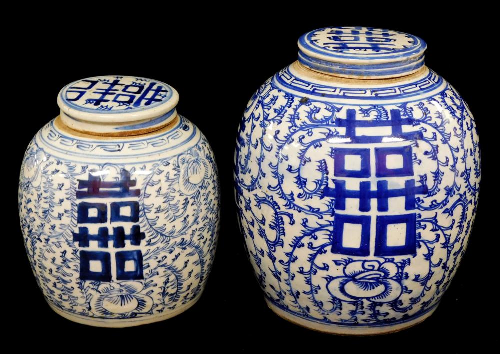 ASIAN: TWO BLUE AND WHITE PORCELAIN