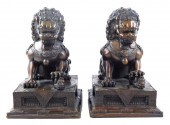 ASIAN: TWO CAST BRONZE FOO DOG