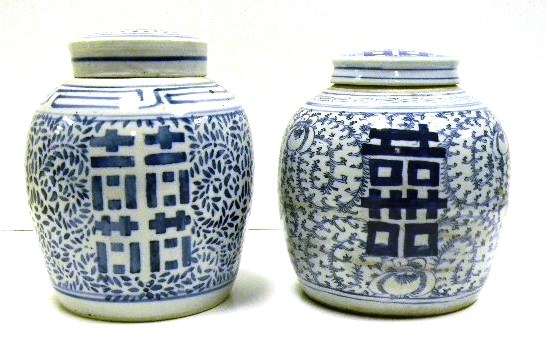 Asian: Two Chinese Export  blue and