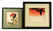 ASIAN: TWO CROW THEMED PRINTS,