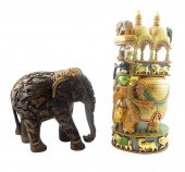 ASIAN: TWO DECORATIVE ELEPHANT