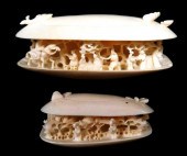 ASIAN: TWO IVORY CLAM CARVINGS