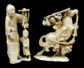 ASIAN: TWO JAPANESE CARVED IVO