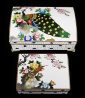 ASIAN: TWO WHITE CLOISONNé BOX