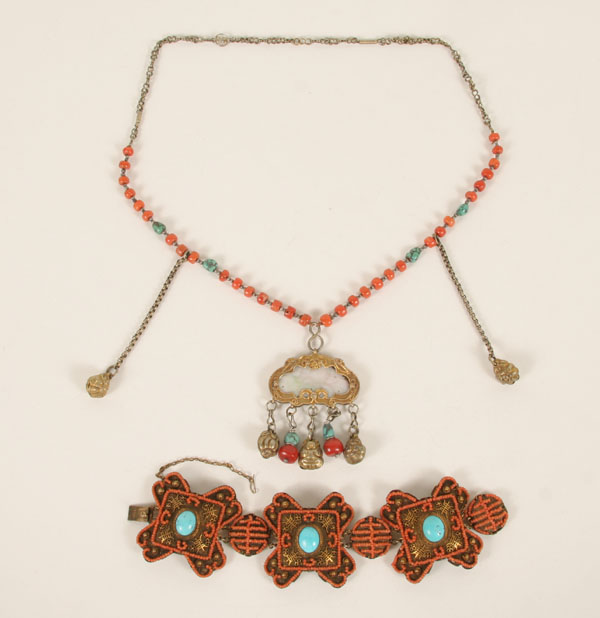Asian vermeil bracelet and jade