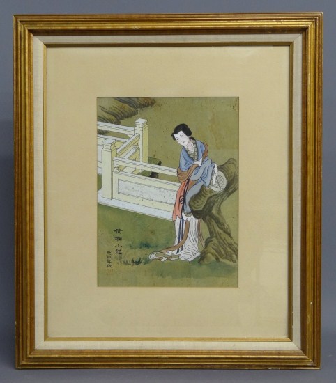 Asian watercolor of a woman on