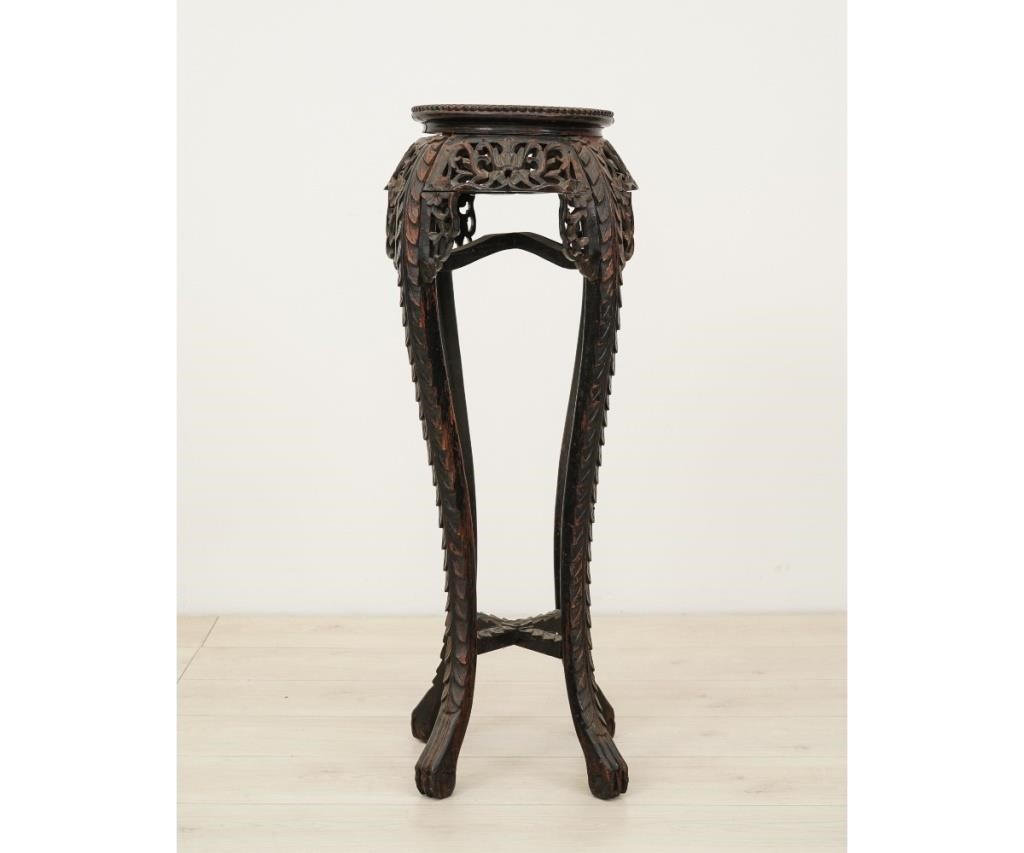 Asian wood carved plant stand
