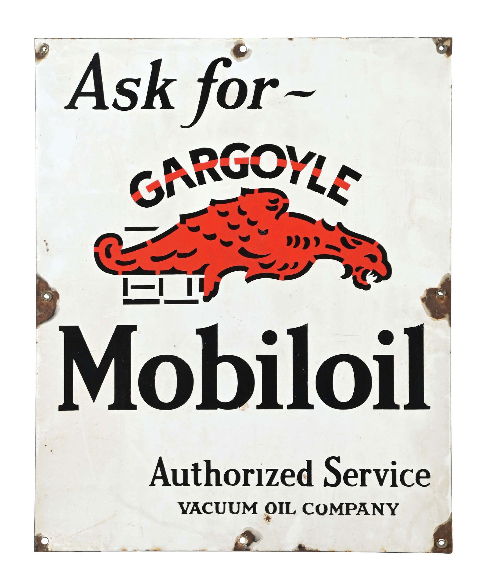 ASK FOR MOBILOIL PORCELAIN SIGN