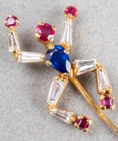 ASPREY 18K DIAMOND RUBY & SAPP