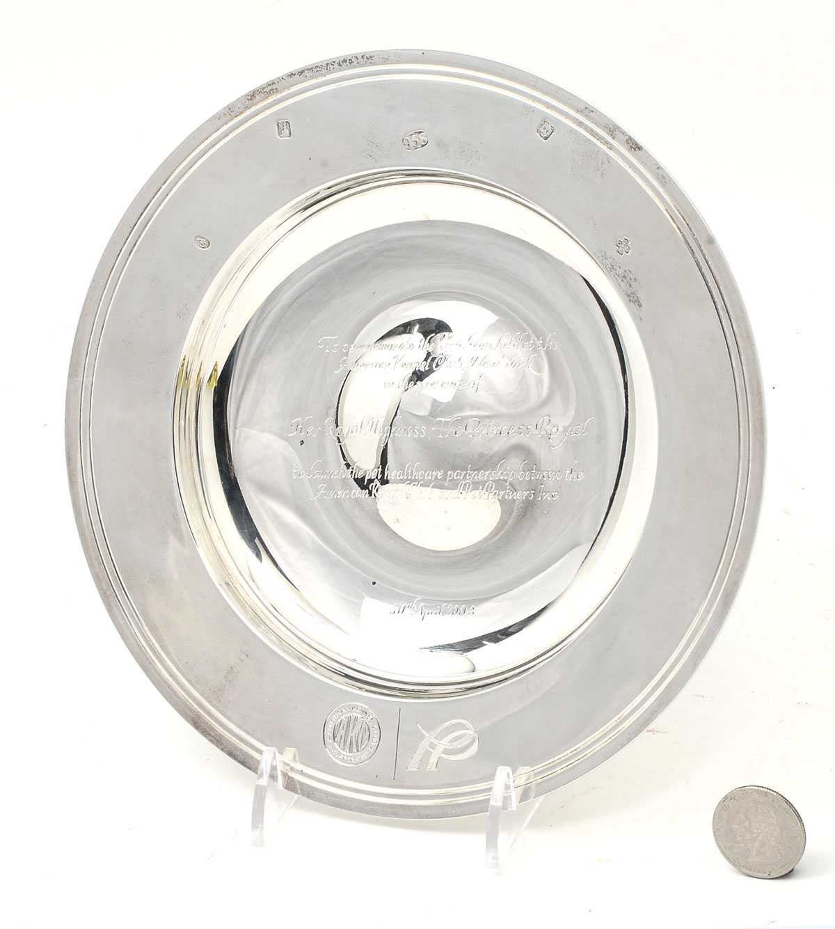 ASPREY FOR AKC STERLING DOG BOWL: