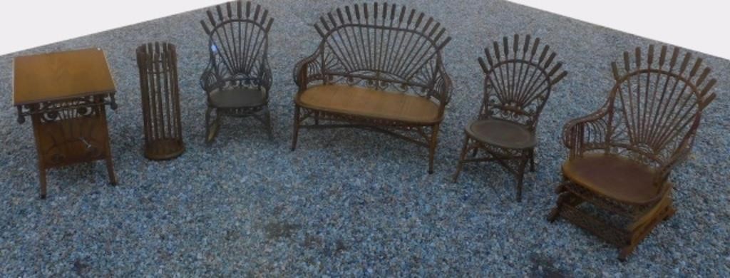 ASSEMBLED 6-PIECE SUITE OF WICKER